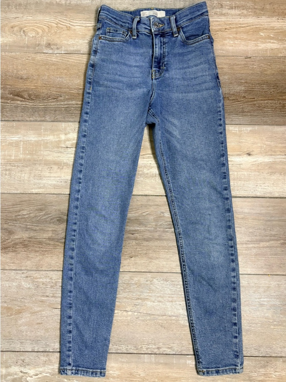 Topshop Moto Jamie Skinny Jeans W24 L30 Blue High Rise Stretch Denim Womens
